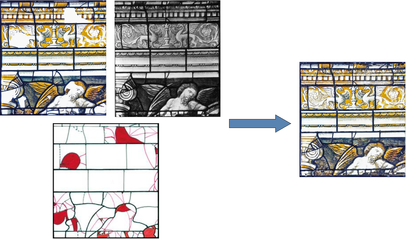 Virtual restoration of a stained glass window