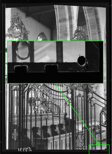 Example of notch code detection on a digitised sheet film